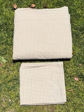 VTG Ralph Lauren Chaps Bramble Tattersall Neutral Plaid 2-Piece King Sheet Set